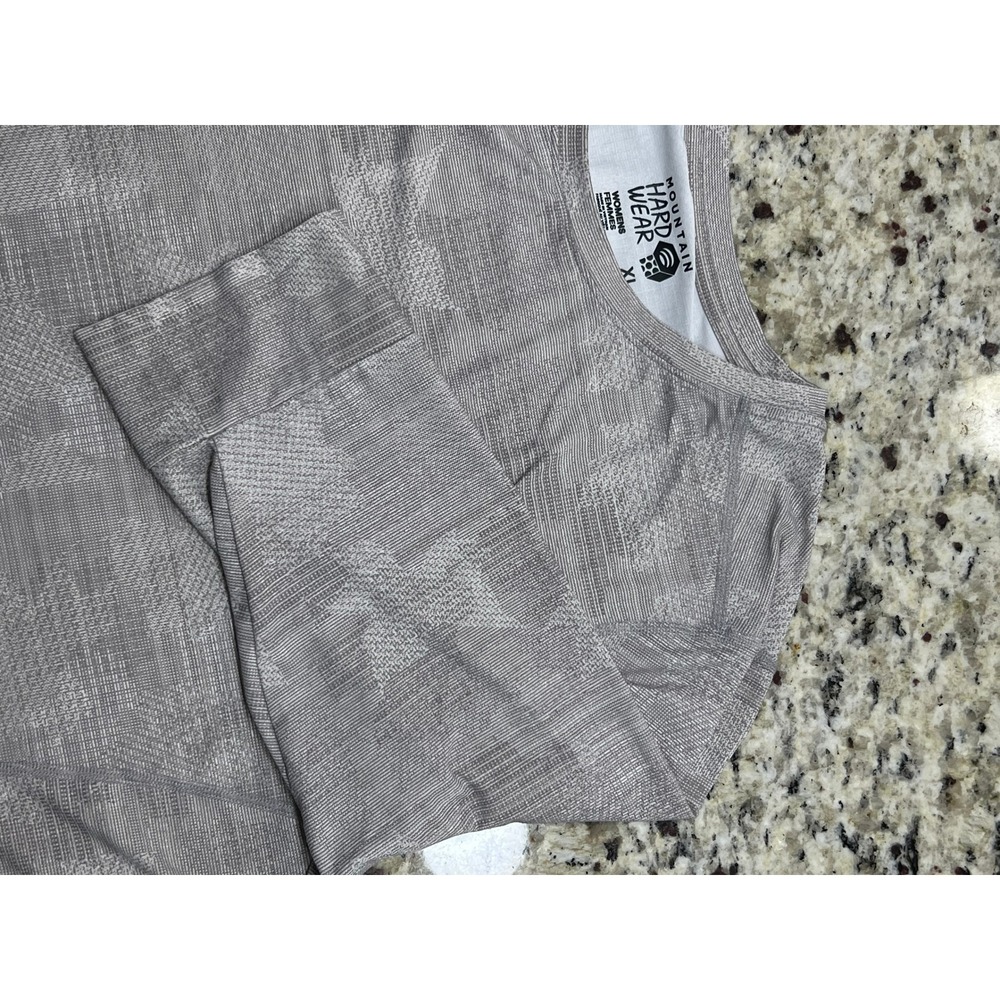 Mountain Hardwear Womens Grey Camo Print 3/4 Sleeve Performance Hiking Top XL - Picture 4 of 10